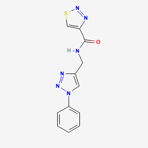 molecular formula C12H10N6OS B2823548 N-[(1-phenyl-1H-1,2,3-triazol-4-yl)methyl]-1,2,3-thiadiazole-4-carboxamide CAS No. 2320210-30-6