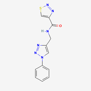 molecular formula C12H10N6OS B2823548 N-[(1-Phenyltriazol-4-yl)methyl]thiadiazole-4-carboxamide CAS No. 2320210-30-6