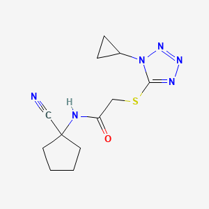 molecular formula C12H16N6OS B2823549 N-(1-cyanocyclopentyl)-2-(1-cyclopropyltetrazol-5-yl)sulfanylacetamide CAS No. 878251-98-0