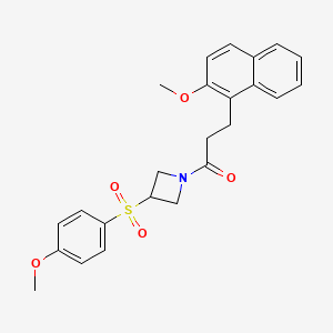 molecular formula C24H25NO5S B2823616 1-[3-(4-methoxybenzenesulfonyl)azetidin-1-yl]-3-(2-methoxynaphthalen-1-yl)propan-1-one CAS No. 1797085-88-1