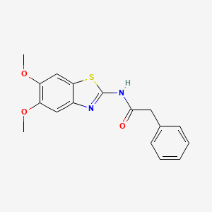 molecular formula C17H16N2O3S B2823622 N-(5,6-dimethoxy-1,3-benzothiazol-2-yl)-2-phenylacetamide CAS No. 895442-96-3