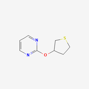 molecular formula C8H10N2OS B2823675 2-(Thiolan-3-yloxy)pyrimidine CAS No. 2176124-41-5