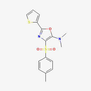 molecular formula C16H16N2O3S2 B2823679 N,N-dimethyl-4-(4-methylbenzenesulfonyl)-2-(thiophen-2-yl)-1,3-oxazol-5-amine CAS No. 627833-48-1