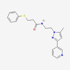 N-(2-(5-methyl-3-(pyridin-3-yl)-1H-pyrazol-1-yl)ethyl)-3-(phenylthio)propanamide