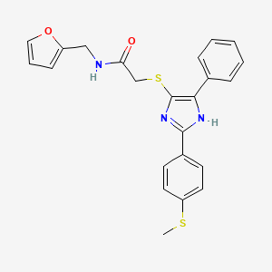 molecular formula C23H21N3O2S2 B2823822 N-[(furan-2-yl)methyl]-2-({2-[4-(methylsulfanyl)phenyl]-5-phenyl-1H-imidazol-4-yl}sulfanyl)acetamide CAS No. 901233-47-4