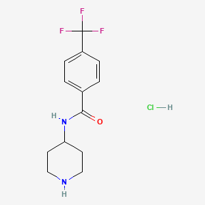 molecular formula C13H16ClF3N2O B2823925 N-(Piperidin-4-yl)-4-(trifluoromethyl)benzamide hydrochloride CAS No. 1707580-57-1
