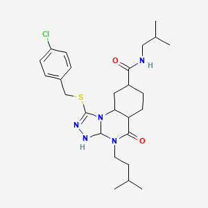 1-{[(4-chlorophenyl)methyl]sulfanyl}-4-(3-methylbutyl)-N-(2-methylpropyl)-5-oxo-4H,5H-[1,2,4]triazolo[4,3-a]quinazoline-8-carboxamide