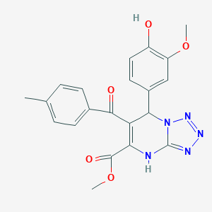 molecular formula C21H19N5O5 B282398 Methyl 7-(4-hydroxy-3-methoxyphenyl)-6-(4-methylbenzoyl)-4,7-dihydrotetrazolo[1,5-a]pyrimidine-5-carboxylate 
