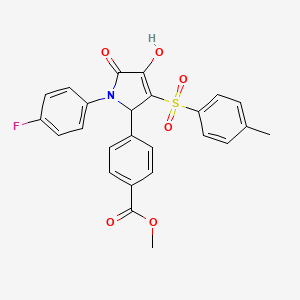 molecular formula C25H20FNO6S B2824001 methyl 4-[1-(4-fluorophenyl)-4-hydroxy-3-(4-methylbenzenesulfonyl)-5-oxo-2,5-dihydro-1H-pyrrol-2-yl]benzoate CAS No. 1021227-81-5