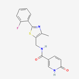 molecular formula C17H14FN3O2S B2824013 N-((2-(2-fluorophenyl)-4-methylthiazol-5-yl)methyl)-6-hydroxynicotinamide CAS No. 1421441-74-8