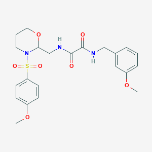 molecular formula C22H27N3O7S B2824112 N1-(3-methoxybenzyl)-N2-((3-((4-methoxyphenyl)sulfonyl)-1,3-oxazinan-2-yl)methyl)oxalamide CAS No. 872880-79-0