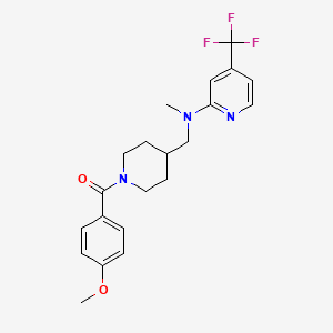 molecular formula C21H24F3N3O2 B2824160 N-{[1-(4-methoxybenzoyl)piperidin-4-yl]methyl}-N-methyl-4-(trifluoromethyl)pyridin-2-amine CAS No. 2415503-12-5