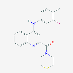 molecular formula C21H20FN3OS B2824166 N-(3-fluoro-4-methylphenyl)-2-(thiomorpholine-4-carbonyl)quinolin-4-amine CAS No. 1226442-73-4