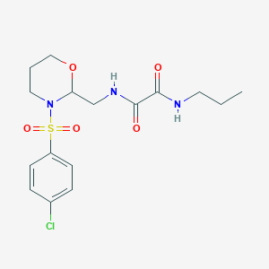 molecular formula C16H22ClN3O5S B2824178 N'-{[3-(4-chlorobenzenesulfonyl)-1,3-oxazinan-2-yl]methyl}-N-propylethanediamide CAS No. 872986-96-4