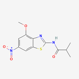 molecular formula C12H13N3O4S B2824206 N-(4-methoxy-6-nitro-1,3-benzothiazol-2-yl)-2-methylpropanamide CAS No. 330677-45-7