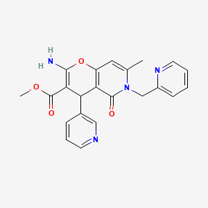 molecular formula C22H20N4O4 B2824268 methyl 2-amino-7-methyl-5-oxo-6-[(pyridin-2-yl)methyl]-4-(pyridin-3-yl)-4H,5H,6H-pyrano[3,2-c]pyridine-3-carboxylate CAS No. 836646-61-8