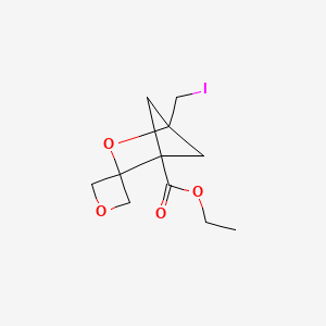 molecular formula C11H15IO4 B2824276 ethyl 4-(iodomethyl)-3-oxaspiro[bicyclo[2.1.1]hexane-2,3'-oxetane]-1-carboxylate CAS No. 2490375-70-5