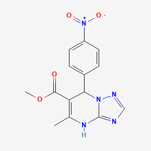 molecular formula C14H13N5O4 B2824316 Methyl 5-methyl-7-(4-nitrophenyl)-4,7-dihydro-[1,2,4]triazolo[1,5-a]pyrimidine-6-carboxylate CAS No. 361480-97-9