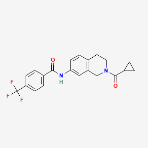molecular formula C21H19F3N2O2 B2824350 N-(2-cyclopropanecarbonyl-1,2,3,4-tetrahydroisoquinolin-7-yl)-4-(trifluoromethyl)benzamide CAS No. 955643-79-5