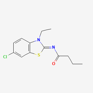 molecular formula C13H15ClN2OS B2824358 N-[(2E)-6-chloro-3-ethyl-2,3-dihydro-1,3-benzothiazol-2-ylidene]butanamide CAS No. 865544-21-4