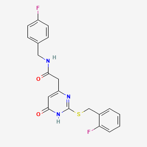 molecular formula C20H17F2N3O2S B2824385 N-(4-fluorobenzyl)-2-(2-((2-fluorobenzyl)thio)-6-oxo-1,6-dihydropyrimidin-4-yl)acetamide CAS No. 1105213-34-0