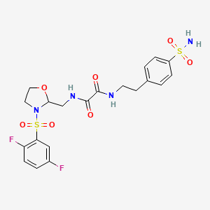 molecular formula C20H22F2N4O7S2 B2824386 N1-((3-((2,5-difluorophenyl)sulfonyl)oxazolidin-2-yl)methyl)-N2-(4-sulfamoylphenethyl)oxalamide CAS No. 868983-59-9