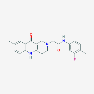 molecular formula C22H22FN3O2 B2824389 N-(3-fluoro-4-methylphenyl)-2-(8-methyl-10-oxo-3,4-dihydrobenzo[b][1,6]naphthyridin-2(1H,5H,10H)-yl)acetamide CAS No. 1251558-86-7