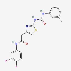 molecular formula C19H16F2N4O2S B2824395 N-(3,4-difluorophenyl)-2-(2-(3-(m-tolyl)ureido)thiazol-4-yl)acetamide CAS No. 921466-66-2
