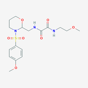 molecular formula C17H25N3O7S B2824431 N'-{[3-(4-methoxybenzenesulfonyl)-1,3-oxazinan-2-yl]methyl}-N-(2-methoxyethyl)ethanediamide CAS No. 872862-92-5