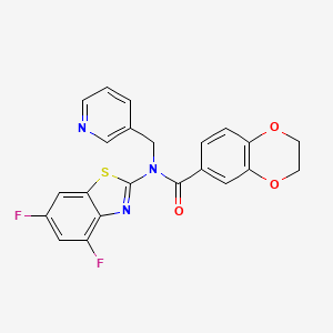 molecular formula C22H15F2N3O3S B2824436 N-(4,6-difluoro-1,3-benzothiazol-2-yl)-N-[(pyridin-3-yl)methyl]-2,3-dihydro-1,4-benzodioxine-6-carboxamide CAS No. 895436-83-6