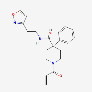 molecular formula C20H23N3O3 B2824442 N-[2-(1,2-Oxazol-3-yl)ethyl]-4-phenyl-1-prop-2-enoylpiperidine-4-carboxamide CAS No. 2201432-93-9