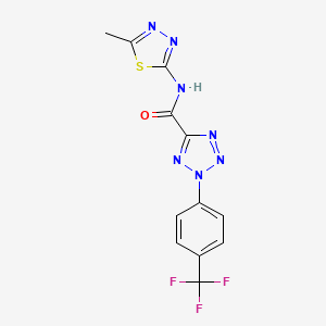 molecular formula C12H8F3N7OS B2824461 N-(5-methyl-1,3,4-thiadiazol-2-yl)-2-(4-(trifluoromethyl)phenyl)-2H-tetrazole-5-carboxamide CAS No. 1396626-86-0
