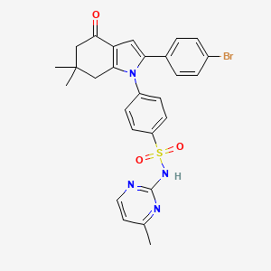 4-[2-(4-bromophenyl)-6,6-dimethyl-4-oxo-5,7-dihydroindol-1-yl]-N-(4-methylpyrimidin-2-yl)benzenesulfonamide