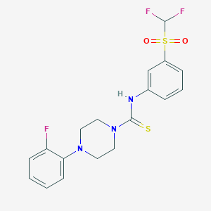 molecular formula C18H18F3N3O2S2 B2824516 N-(3-DIFLUOROMETHANESULFONYLPHENYL)-4-(2-FLUOROPHENYL)PIPERAZINE-1-CARBOTHIOAMIDE CAS No. 690249-45-7