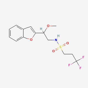 molecular formula C14H16F3NO4S B2824539 N-[2-(1-benzofuran-2-yl)-2-methoxyethyl]-3,3,3-trifluoropropane-1-sulfonamide CAS No. 2034207-04-8