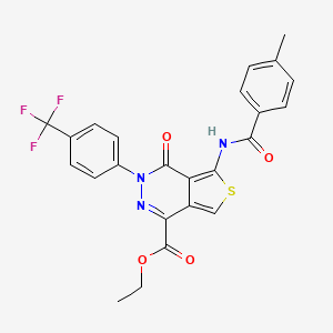 molecular formula C24H18F3N3O4S B2824555 ethyl 5-(4-methylbenzamido)-4-oxo-3-[4-(trifluoromethyl)phenyl]-3H,4H-thieno[3,4-d]pyridazine-1-carboxylate CAS No. 851951-14-9