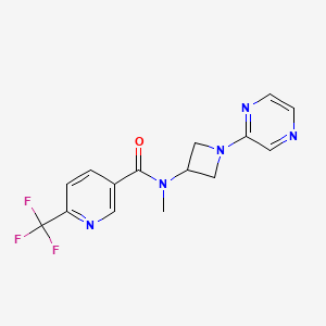 molecular formula C15H14F3N5O B2824564 N-methyl-N-[1-(pyrazin-2-yl)azetidin-3-yl]-6-(trifluoromethyl)pyridine-3-carboxamide CAS No. 2379948-82-8