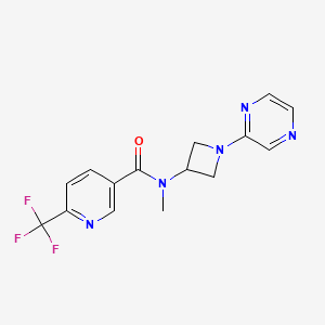 molecular formula C15H14F3N5O B2824564 N-Methyl-N-(1-pyrazin-2-ylazetidin-3-yl)-6-(trifluoromethyl)pyridine-3-carboxamide CAS No. 2379948-82-8