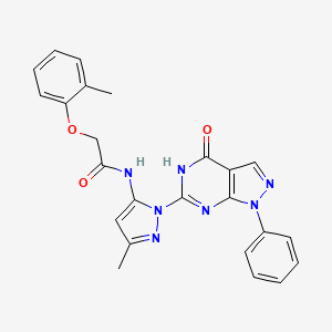 molecular formula C24H21N7O3 B2824568 N-(3-methyl-1-(4-oxo-1-phenyl-4,5-dihydro-1H-pyrazolo[3,4-d]pyrimidin-6-yl)-1H-pyrazol-5-yl)-2-(o-tolyloxy)acetamide CAS No. 1019097-75-6