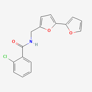 molecular formula C16H12ClNO3 B2824573 N-([2,2'-bifuran]-5-ylmethyl)-2-chlorobenzamide CAS No. 2034563-21-6