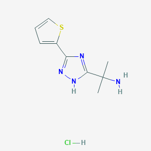 2-(3-Thiophen-2-yl-1H-1,2,4-triazol-5-yl)propan-2-amine;hydrochloride