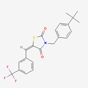 (5E)-3-[(4-tert-butylphenyl)methyl]-5-{[3-(trifluoromethyl)phenyl]methylidene}-1,3-thiazolidine-2,4-dione