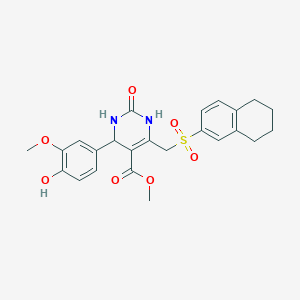 molecular formula C24H26N2O7S B2824677 methyl 4-(4-hydroxy-3-methoxyphenyl)-2-oxo-6-[(5,6,7,8-tetrahydronaphthalene-2-sulfonyl)methyl]-1,2,3,4-tetrahydropyrimidine-5-carboxylate CAS No. 931720-33-1