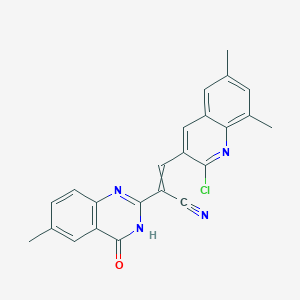 3-(2-Chloro-6,8-dimethylquinolin-3-yl)-2-(6-methyl-4-oxo-3,4-dihydroquinazolin-2-yl)prop-2-enenitrile