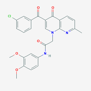 2-(3-(3-chlorobenzoyl)-7-methyl-4-oxo-1,8-naphthyridin-1(4H)-yl)-N-(3,4-dimethoxyphenyl)acetamide