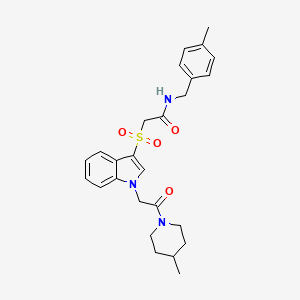 N-(4-methylbenzyl)-2-((1-(2-(4-methylpiperidin-1-yl)-2-oxoethyl)-1H-indol-3-yl)sulfonyl)acetamide