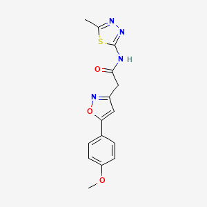 molecular formula C15H14N4O3S B2824712 2-(5-(4-methoxyphenyl)isoxazol-3-yl)-N-(5-methyl-1,3,4-thiadiazol-2-yl)acetamide CAS No. 953180-70-6