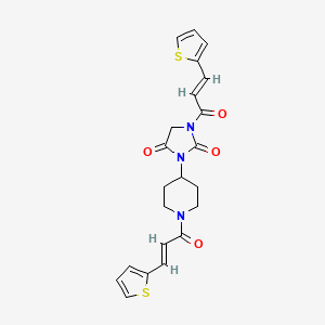 1-((E)-3-(thiophen-2-yl)acryloyl)-3-(1-((E)-3-(thiophen-2-yl)acryloyl)piperidin-4-yl)imidazolidine-2,4-dione