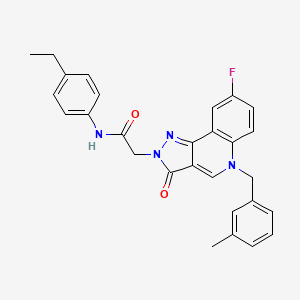 molecular formula C28H25FN4O2 B2824736 N-(4-ethylphenyl)-2-{8-fluoro-5-[(3-methylphenyl)methyl]-3-oxo-2H,3H,5H-pyrazolo[4,3-c]quinolin-2-yl}acetamide CAS No. 931696-83-2