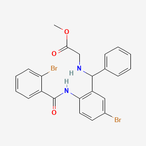 molecular formula C23H20Br2N2O3 B2824742 methyl 2-(((5-bromo-2-(2-bromobenzamido)phenyl)(phenyl)methyl)amino)acetate CAS No. 313267-11-7